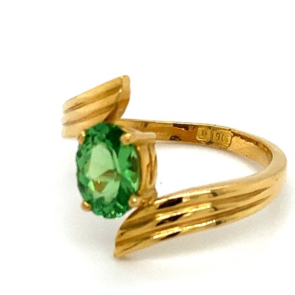 Tsavorite 1.37ct Solid 22K Yellow Gold Ring - Picture 7 of 8